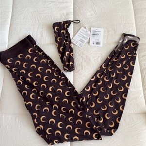 Marine Serre brown moon print jersey stirrup leggings